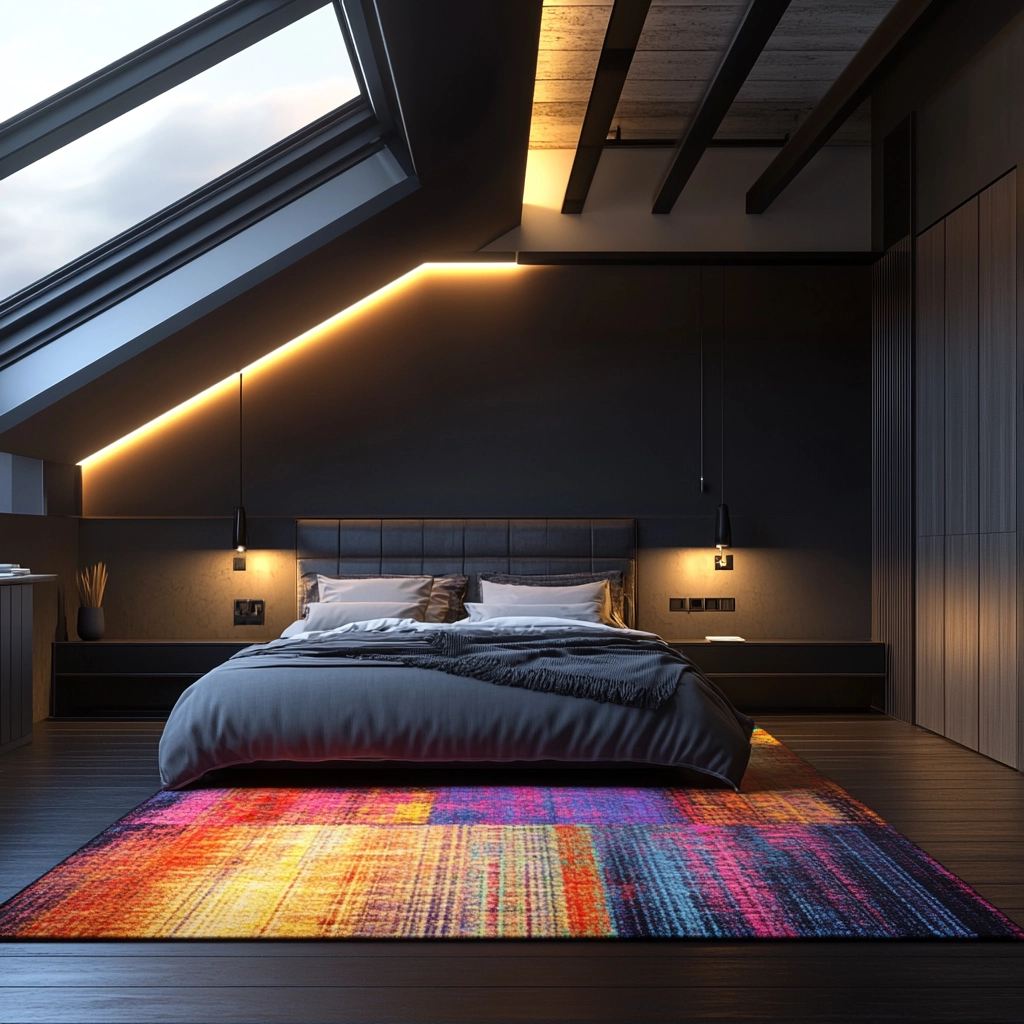 colorful rug bedroom 54