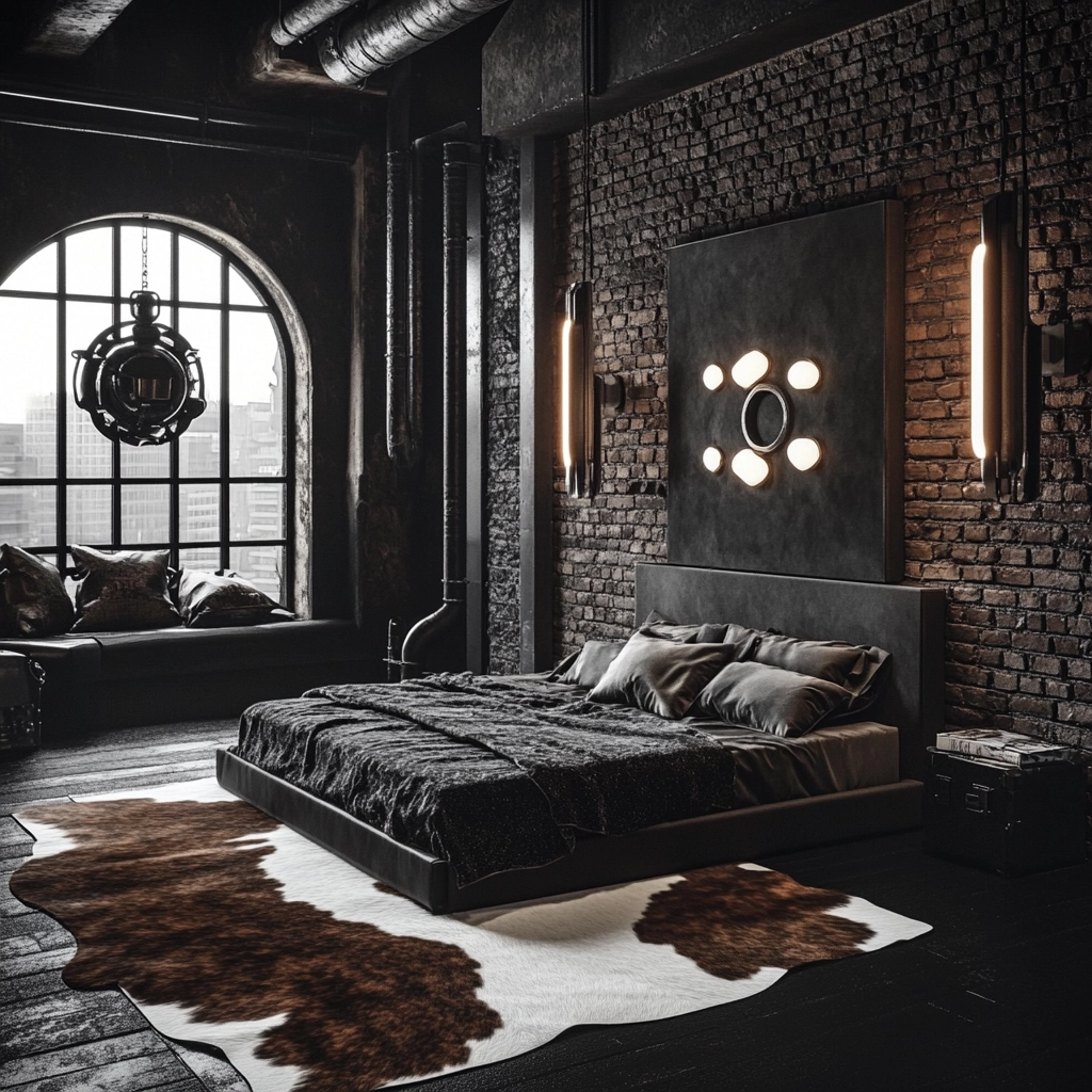 cow hide rug bedroom ideas 11
