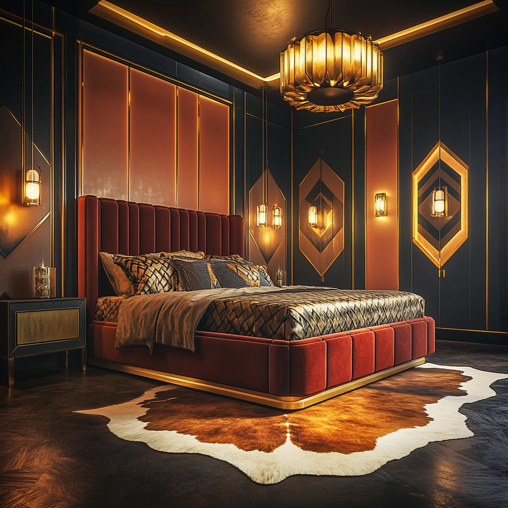 cow hide rug bedroom ideas 17
