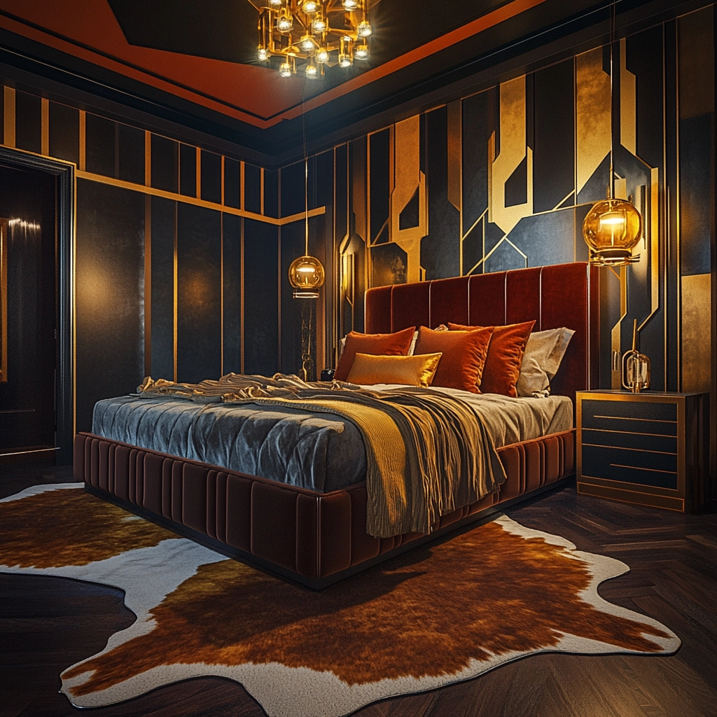 cow hide rug bedroom ideas 18