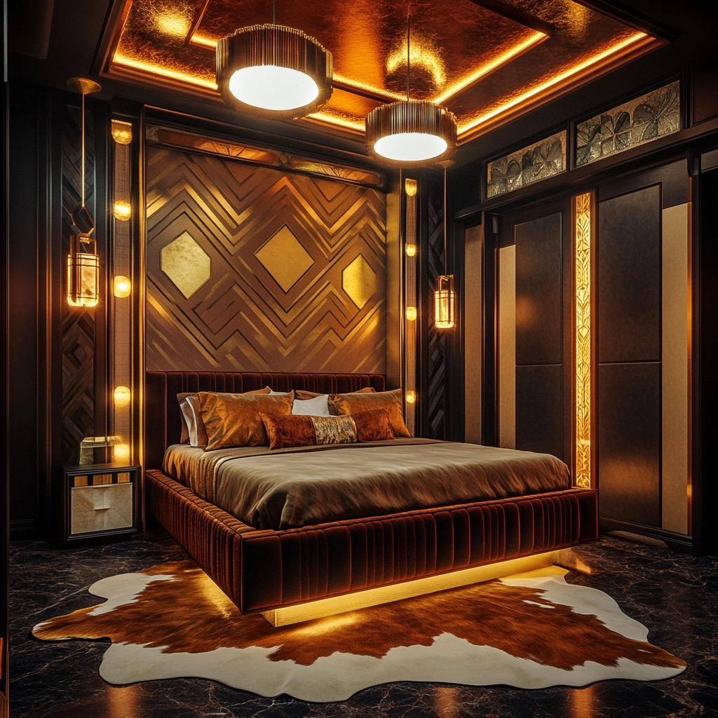 cow hide rug bedroom ideas 19