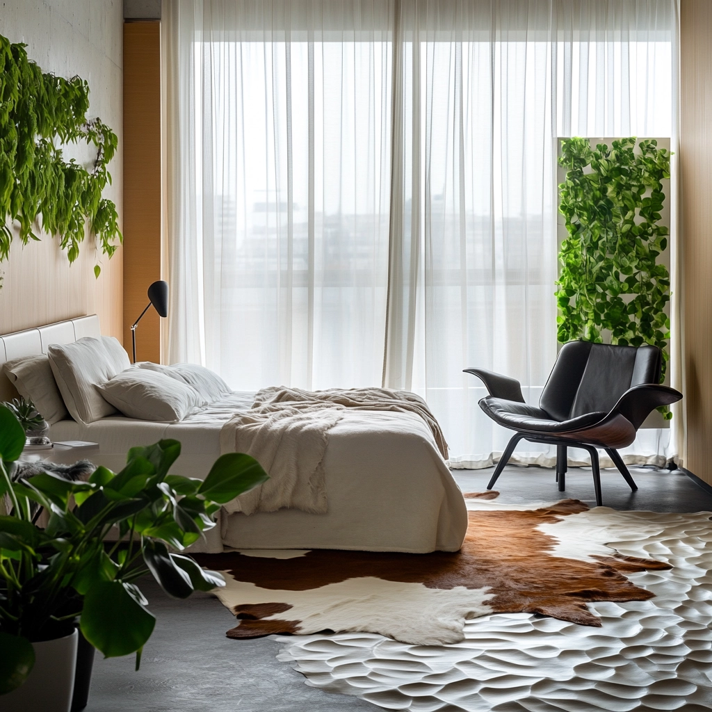 cow hide rug bedroom ideas 27