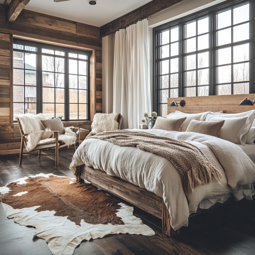 cow hide rug bedroom ideas 3