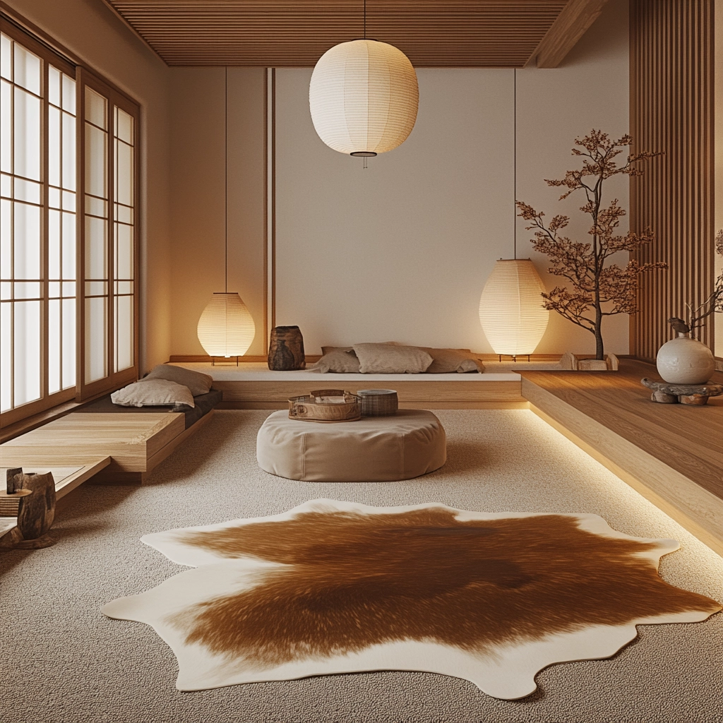 cow hide rug bedroom ideas 33