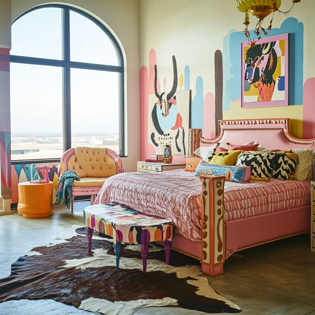 cow hide rug bedroom ideas 37