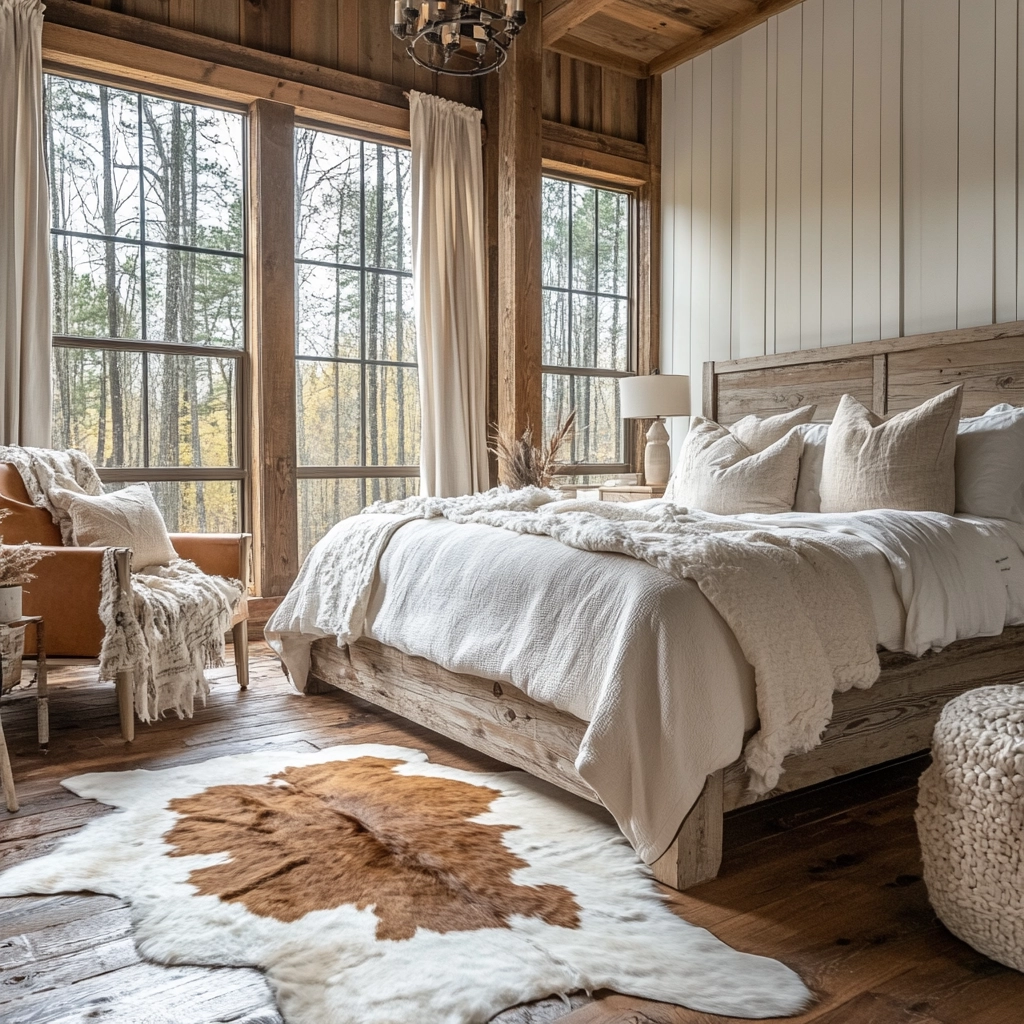 cow hide rug bedroom ideas 4