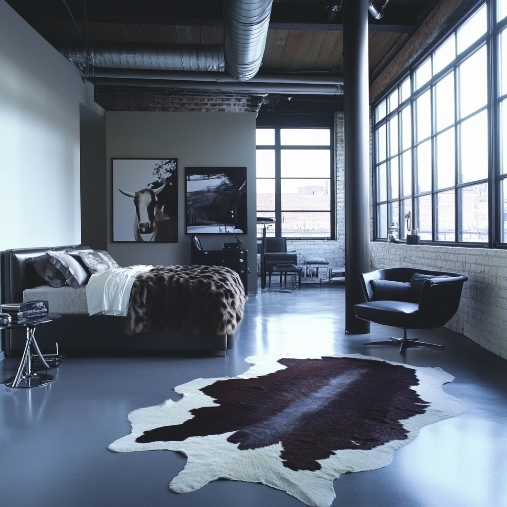 cow hide rug bedroom ideas 45