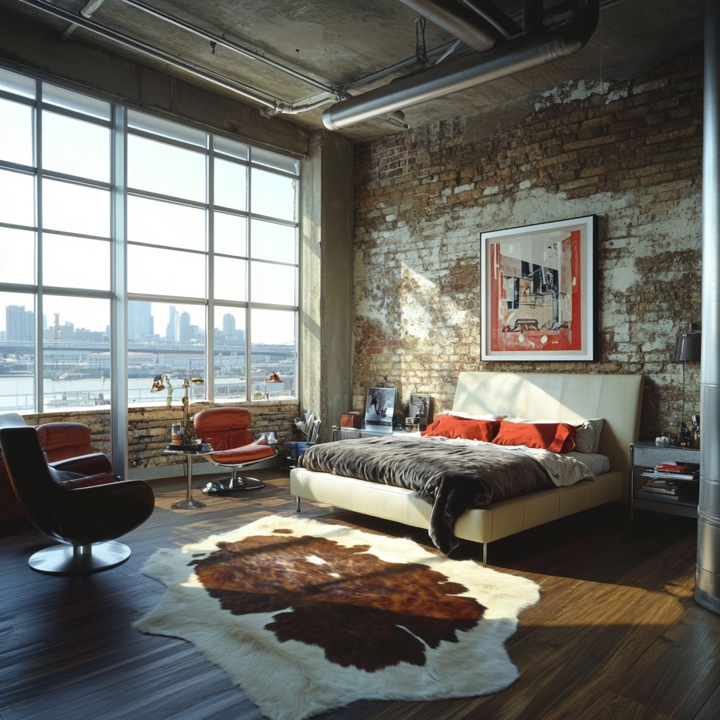 cow hide rug bedroom ideas 46