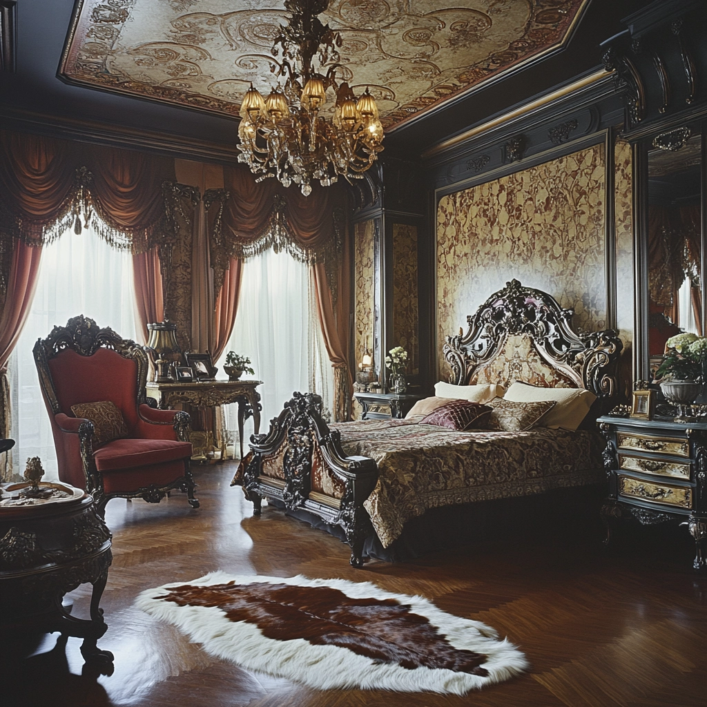 cow hide rug bedroom ideas 49