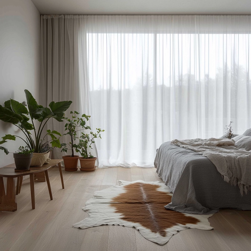 cow hide rug bedroom ideas 5