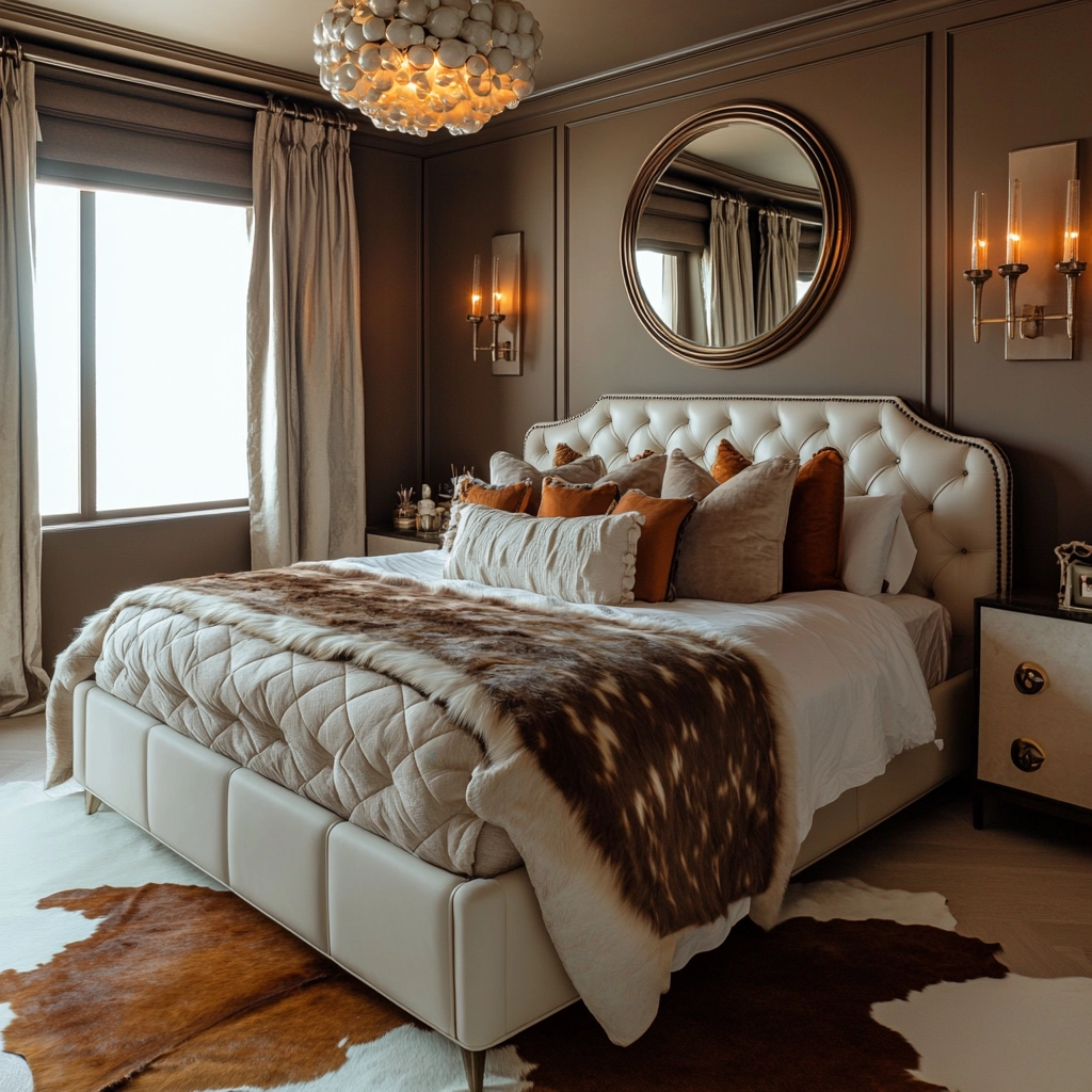 cow hide rug bedroom ideas 61