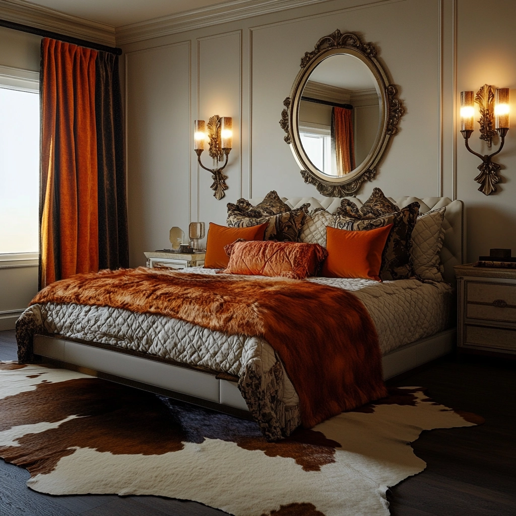 cow hide rug bedroom ideas 62
