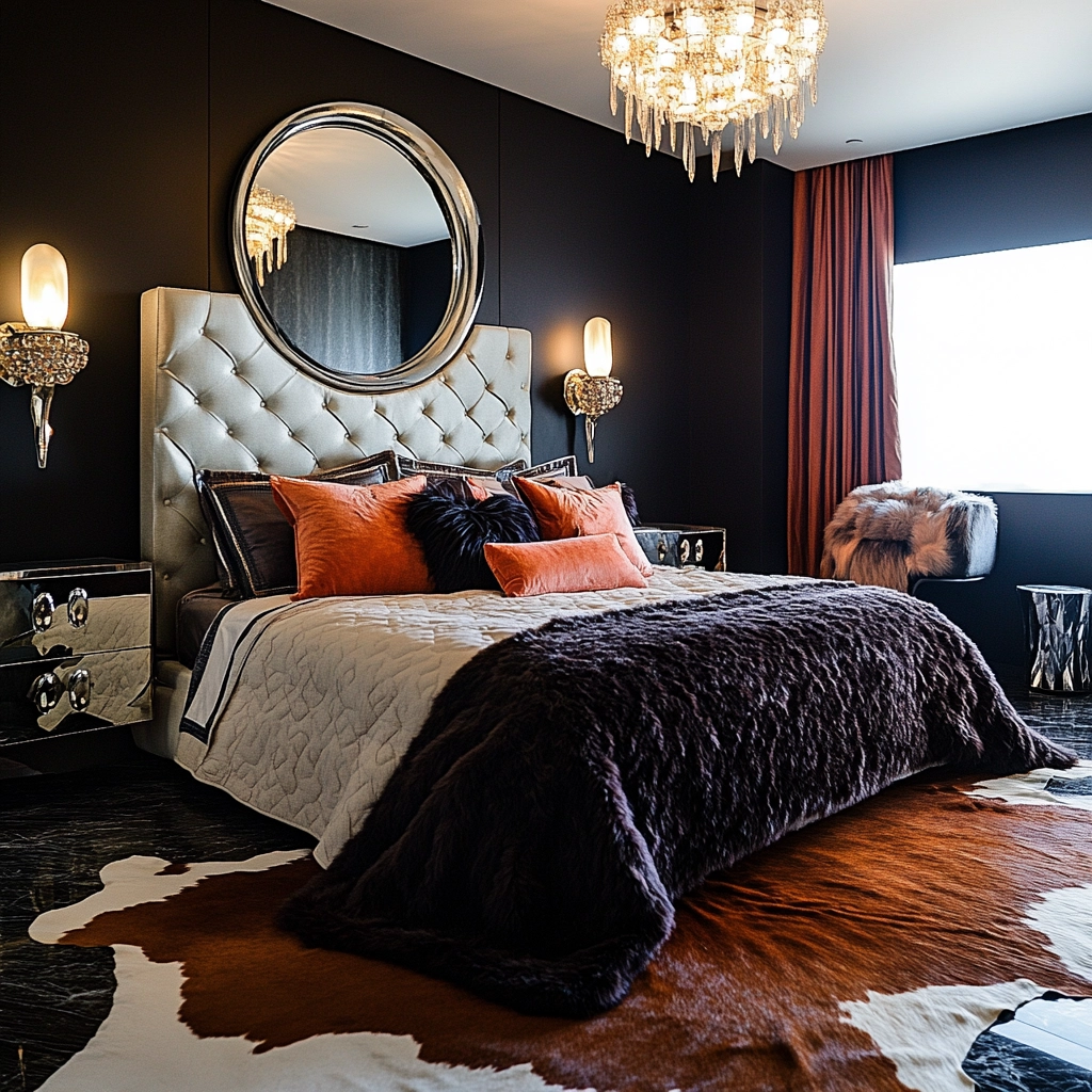 cow hide rug bedroom ideas 63