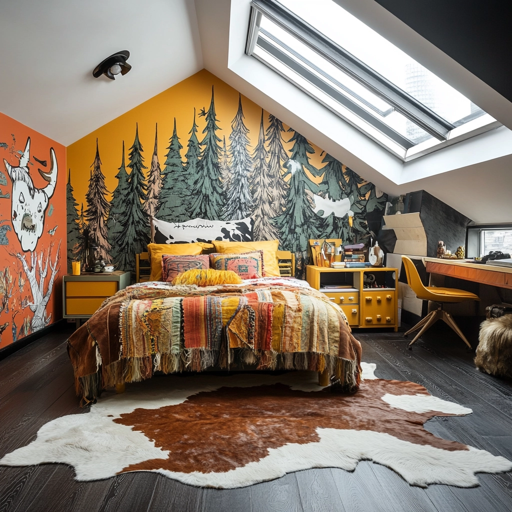 cow hide rug bedroom ideas 67