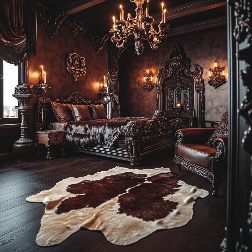 cow hide rug bedroom ideas 71