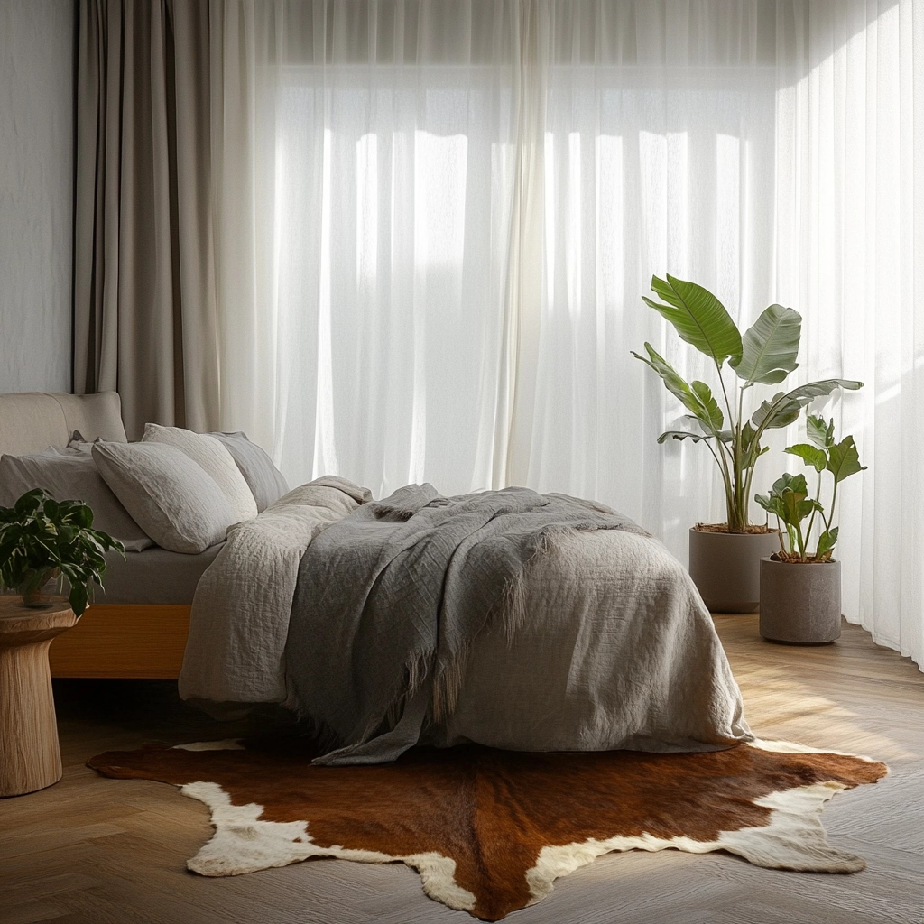 cow hide rug bedroom ideas 8