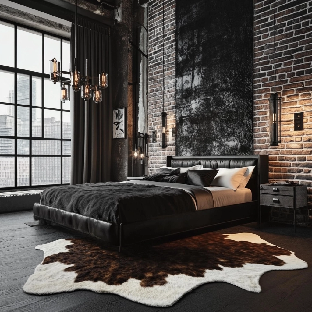 cow hide rug bedroom ideas 9