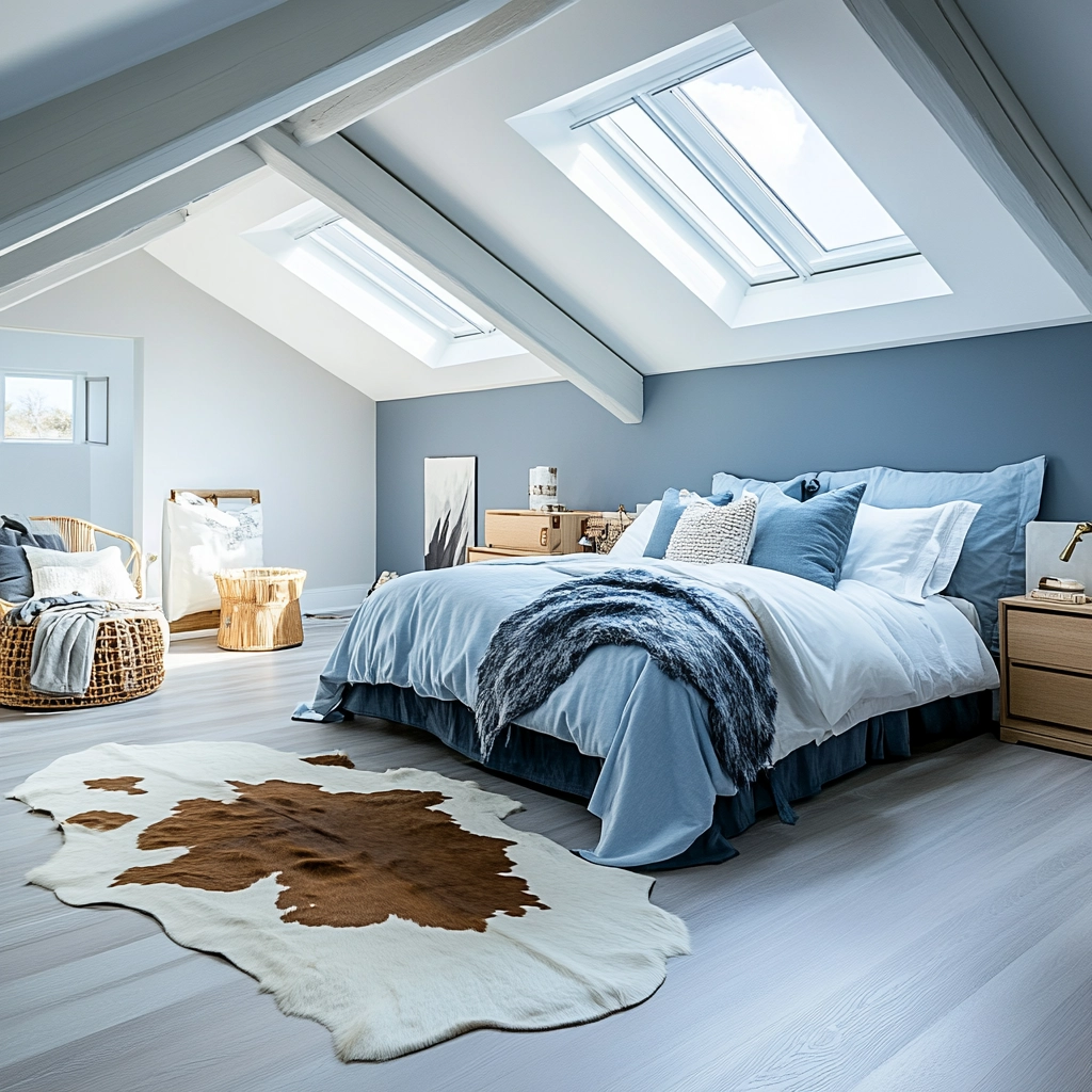 cowhide rug bedroom 10