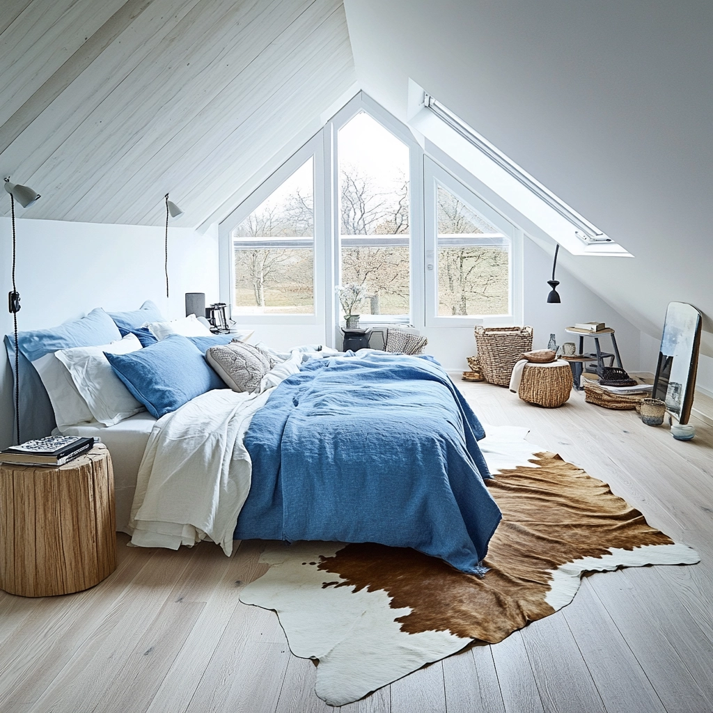 cowhide rug bedroom 11