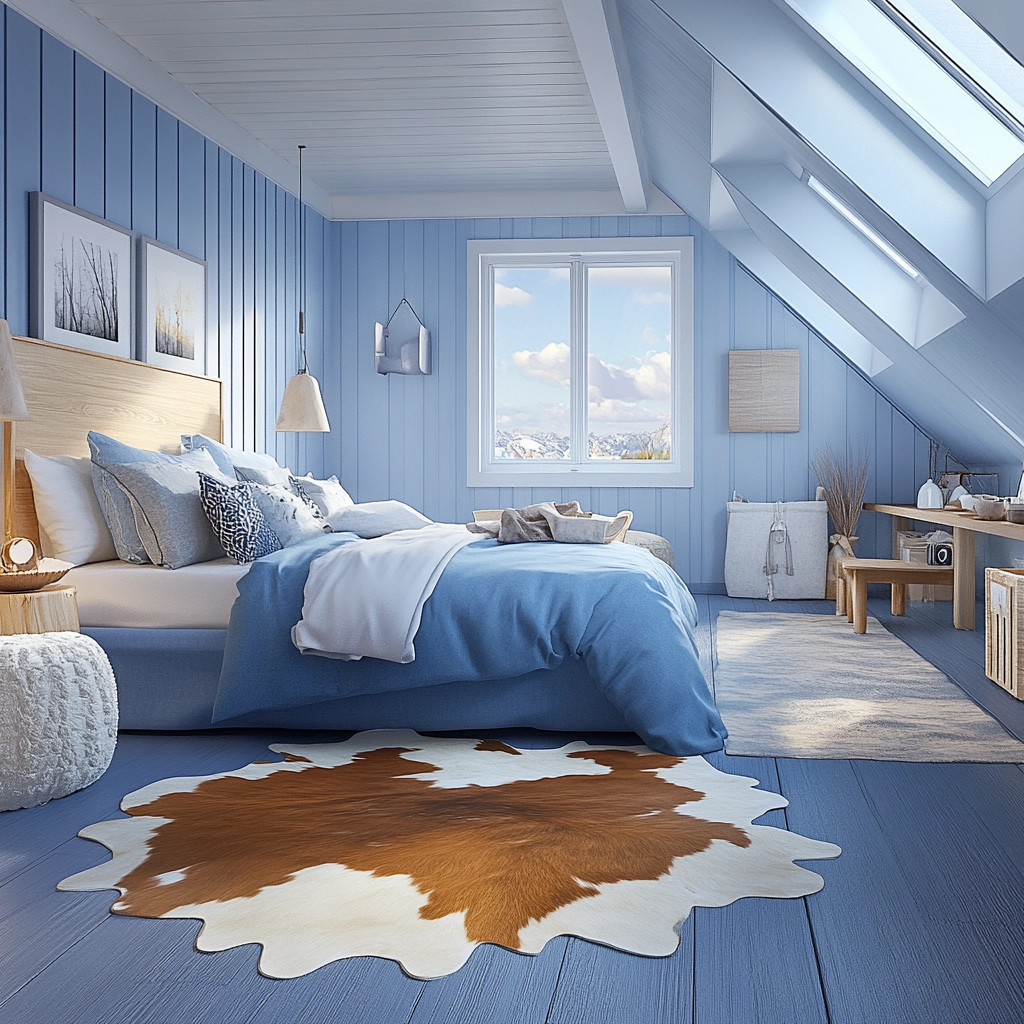 cowhide rug bedroom 12