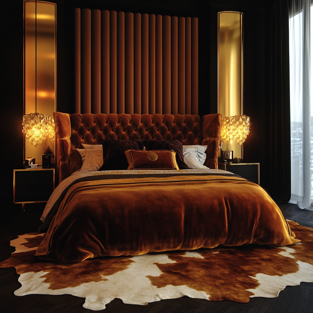 cowhide rug bedroom 14