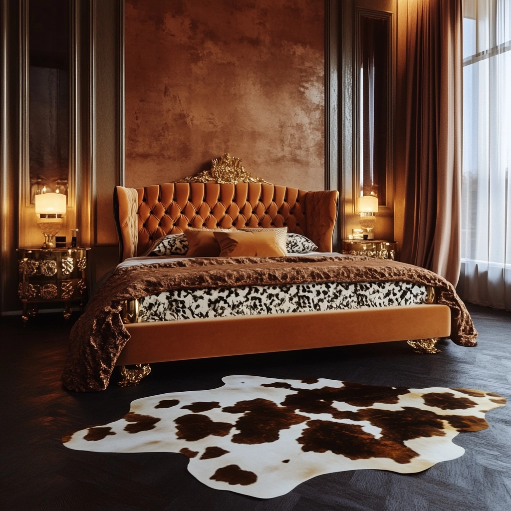 cowhide rug bedroom 15