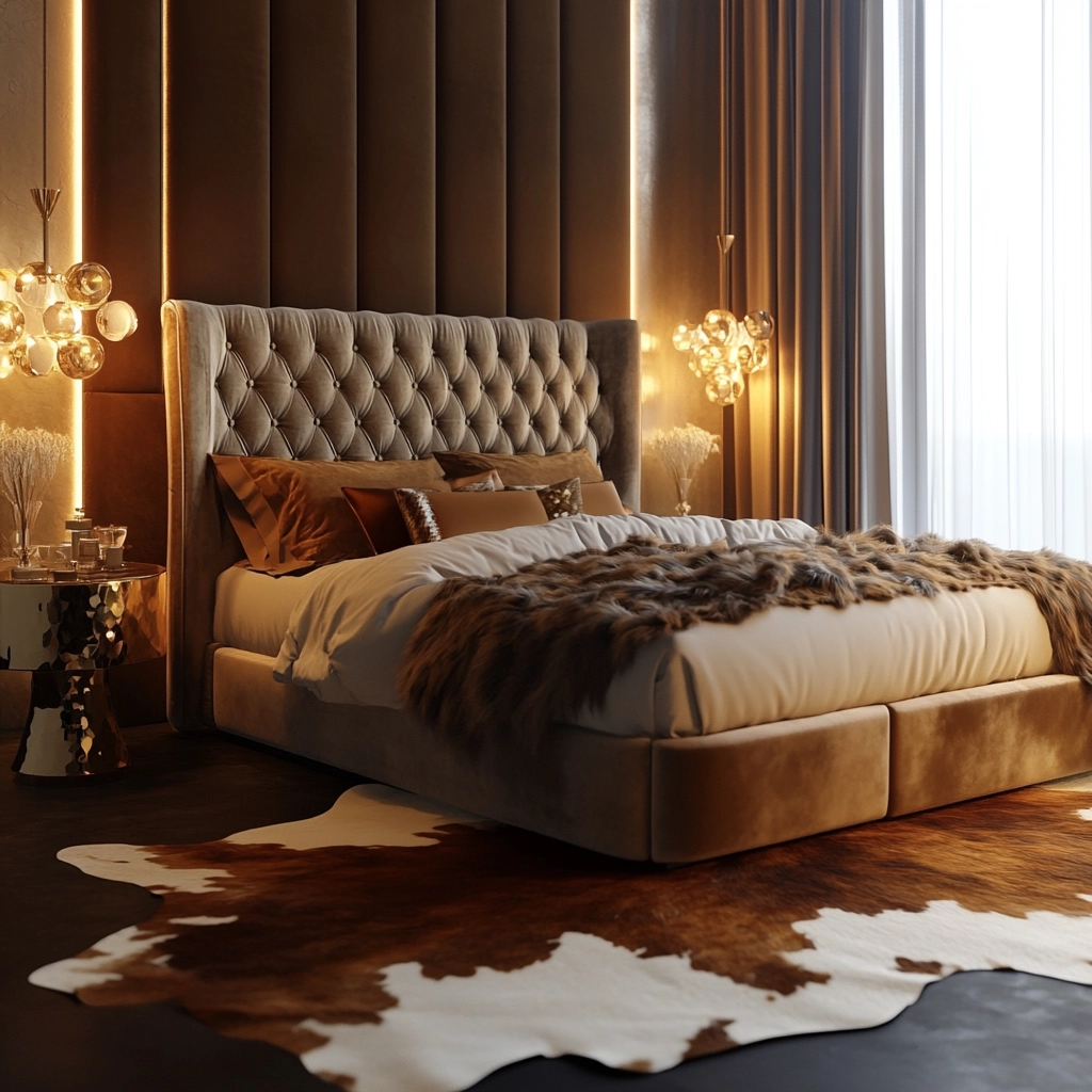 cowhide rug bedroom 16