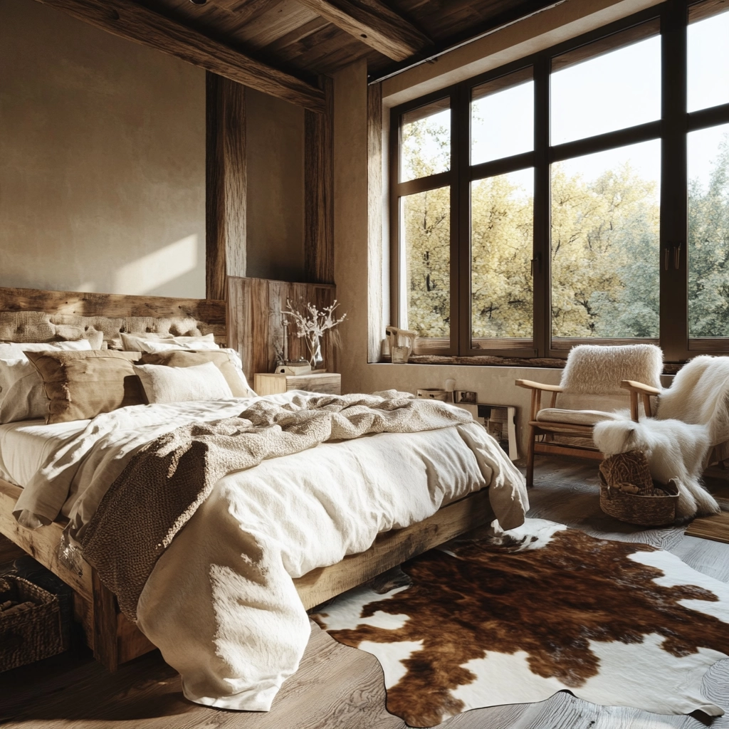 cowhide rug bedroom 2