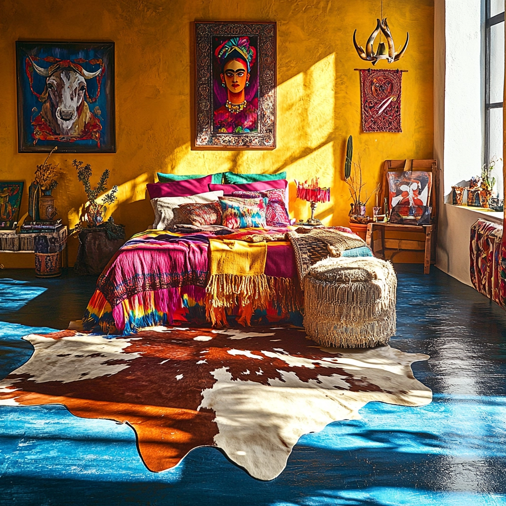 cowhide rug bedroom 21