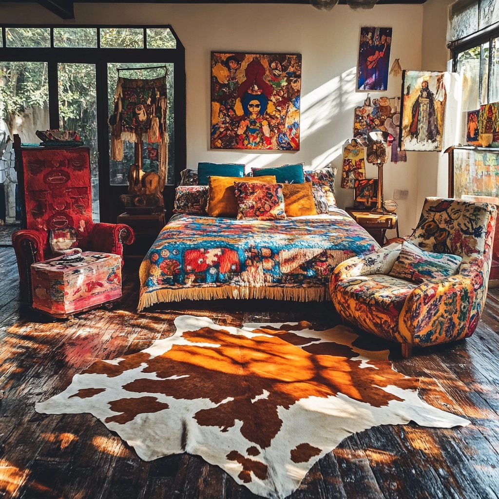 cowhide rug bedroom 24