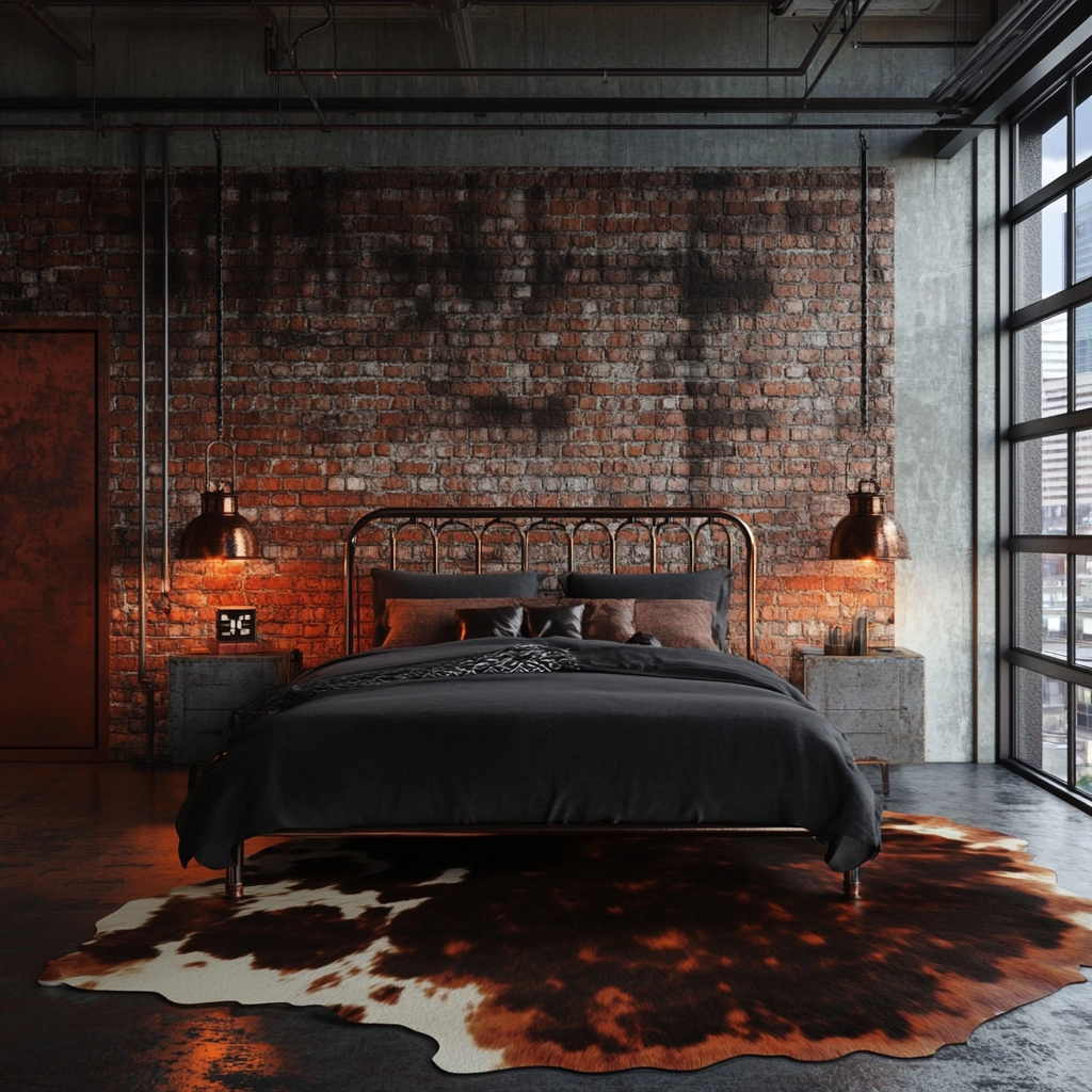 cowhide rug bedroom 25