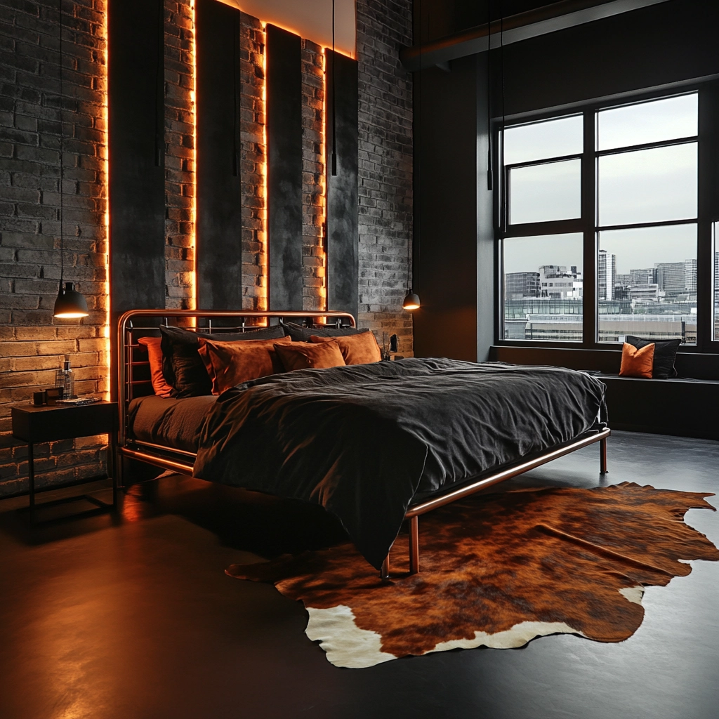 cowhide rug bedroom 26