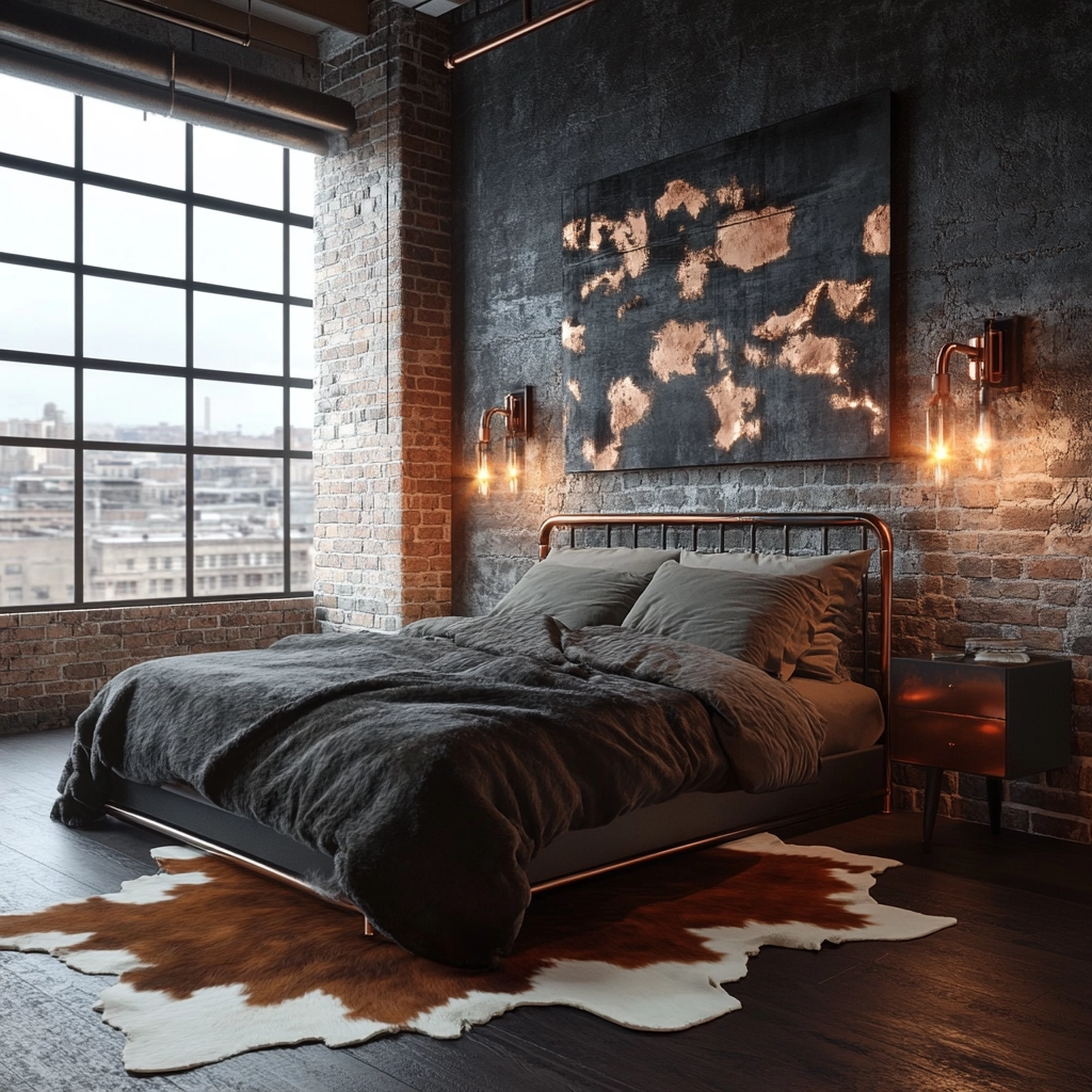 cowhide rug bedroom 27