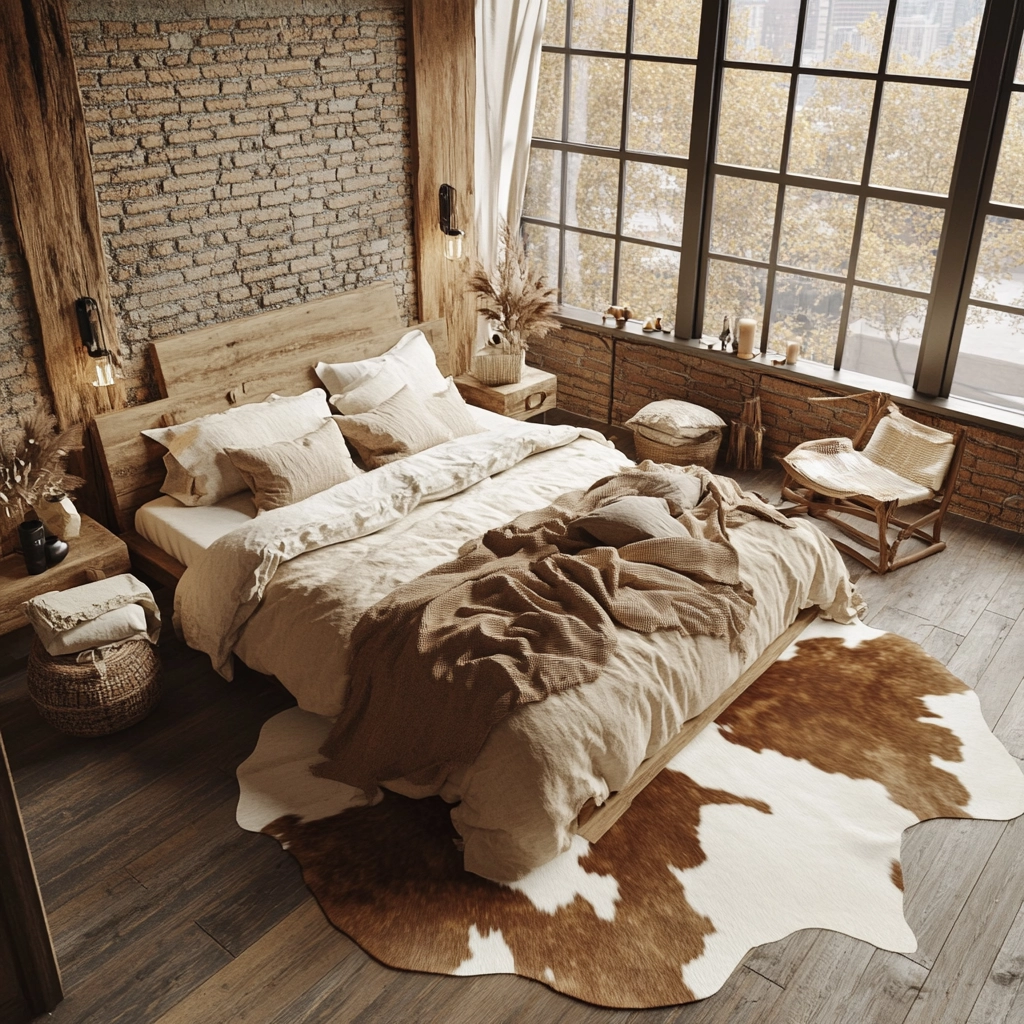 cowhide rug bedroom 3