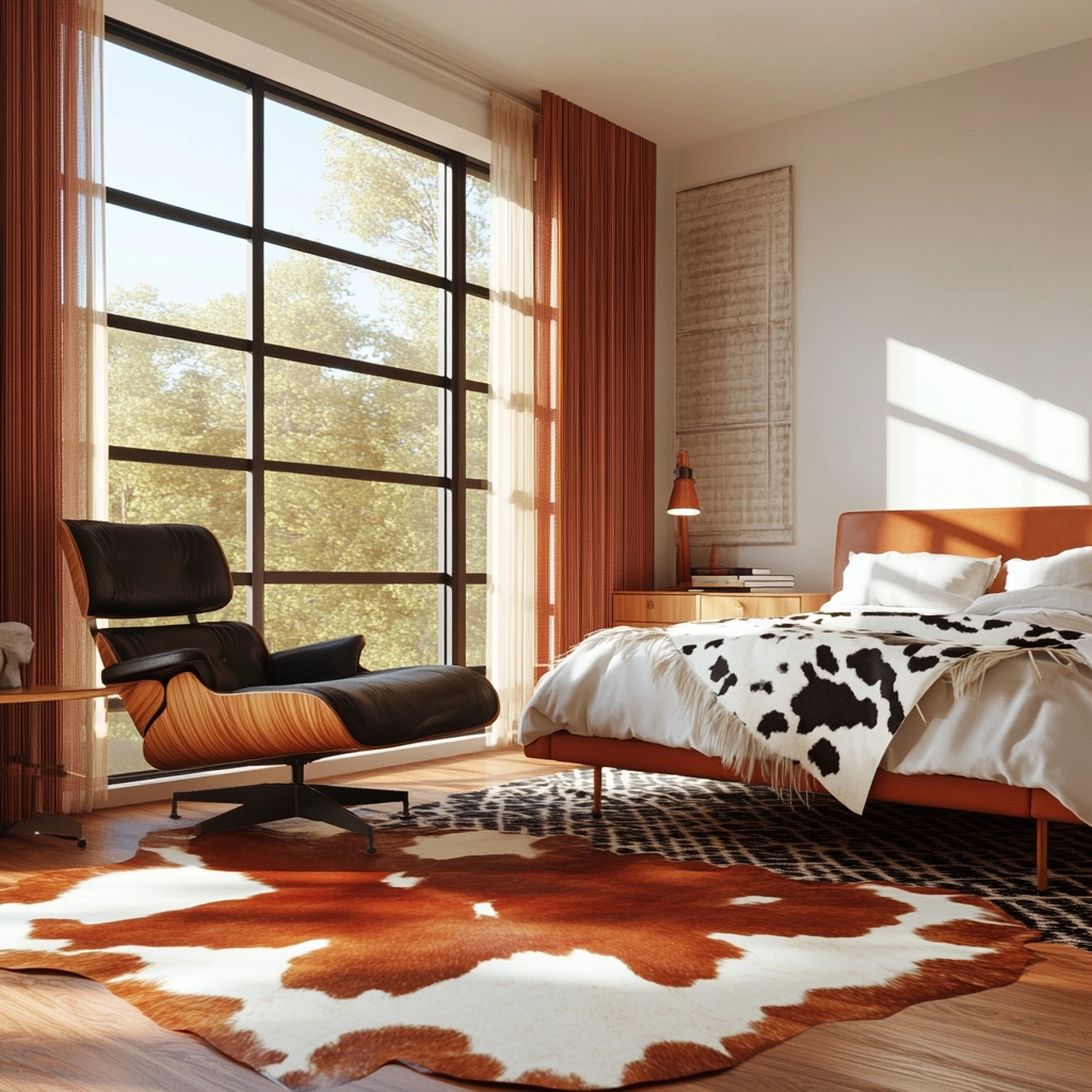 cowhide rug bedroom 37