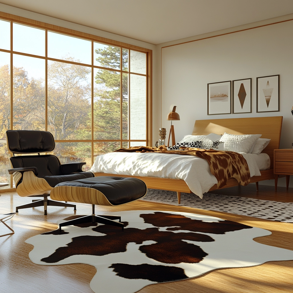 cowhide rug bedroom 40