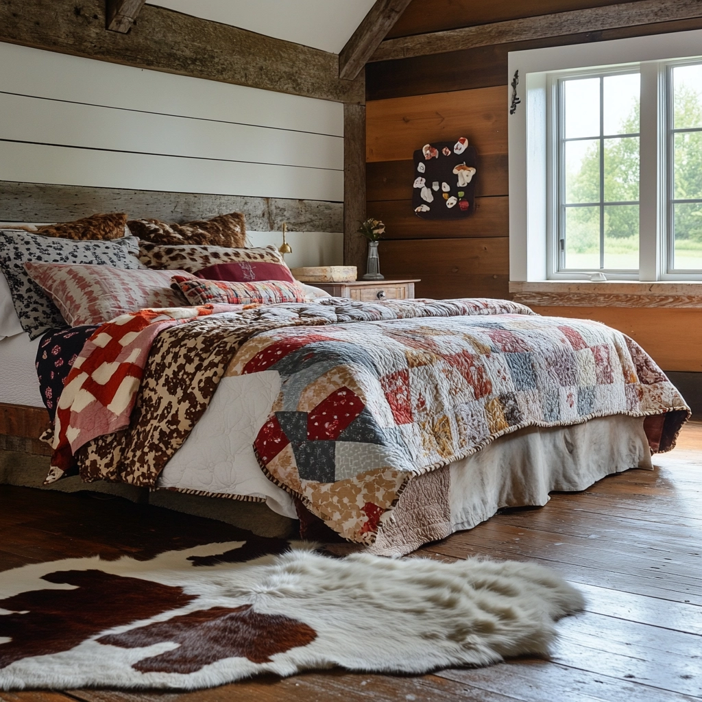 cowhide rug bedroom 50