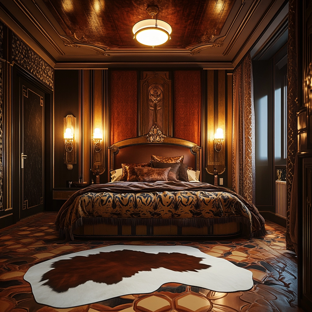 cowhide rug bedroom 57
