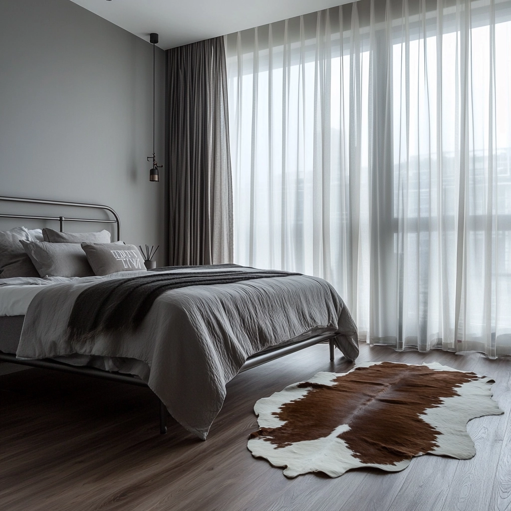 cowhide rug bedroom 6