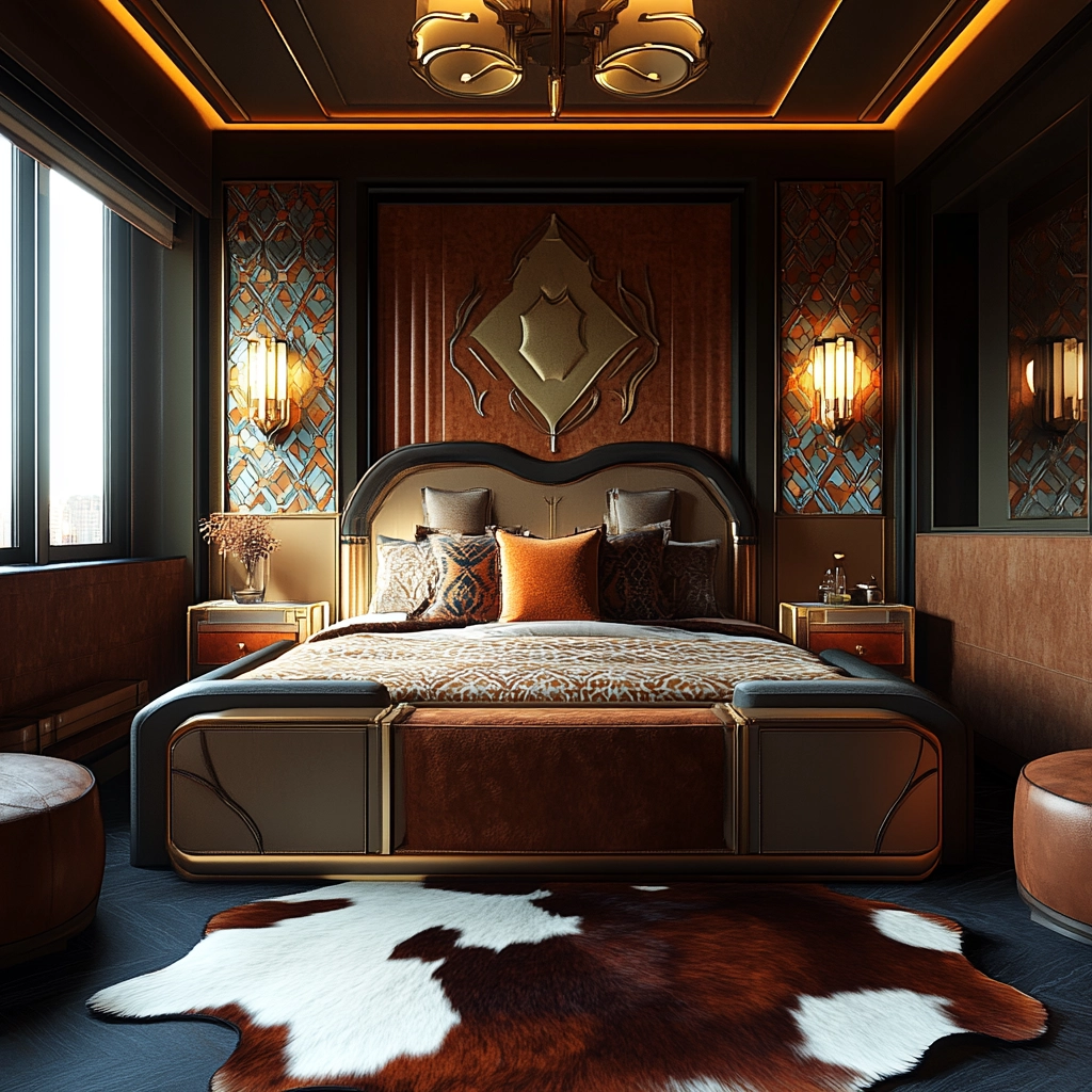 cowhide rug bedroom 60