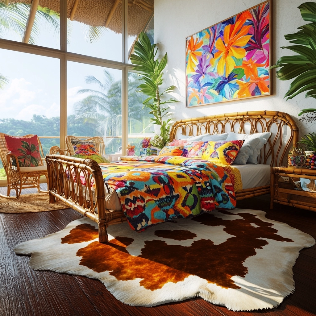 cowhide rug bedroom 67