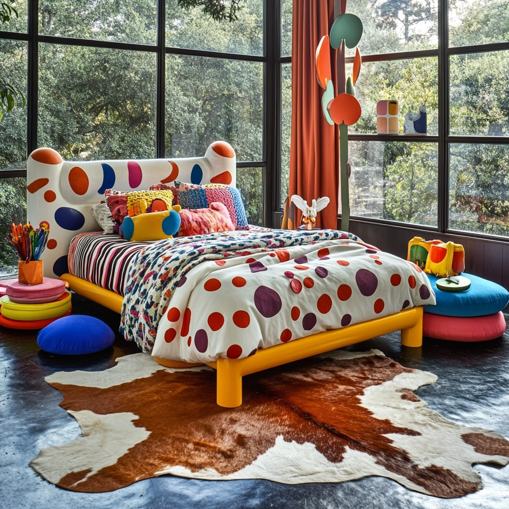 cowhide rug bedroom 74