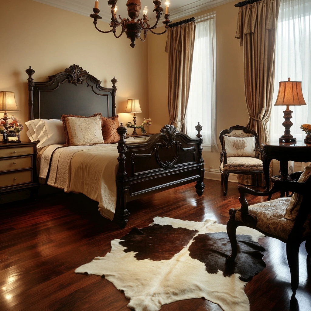cowhide rug bedroom 78