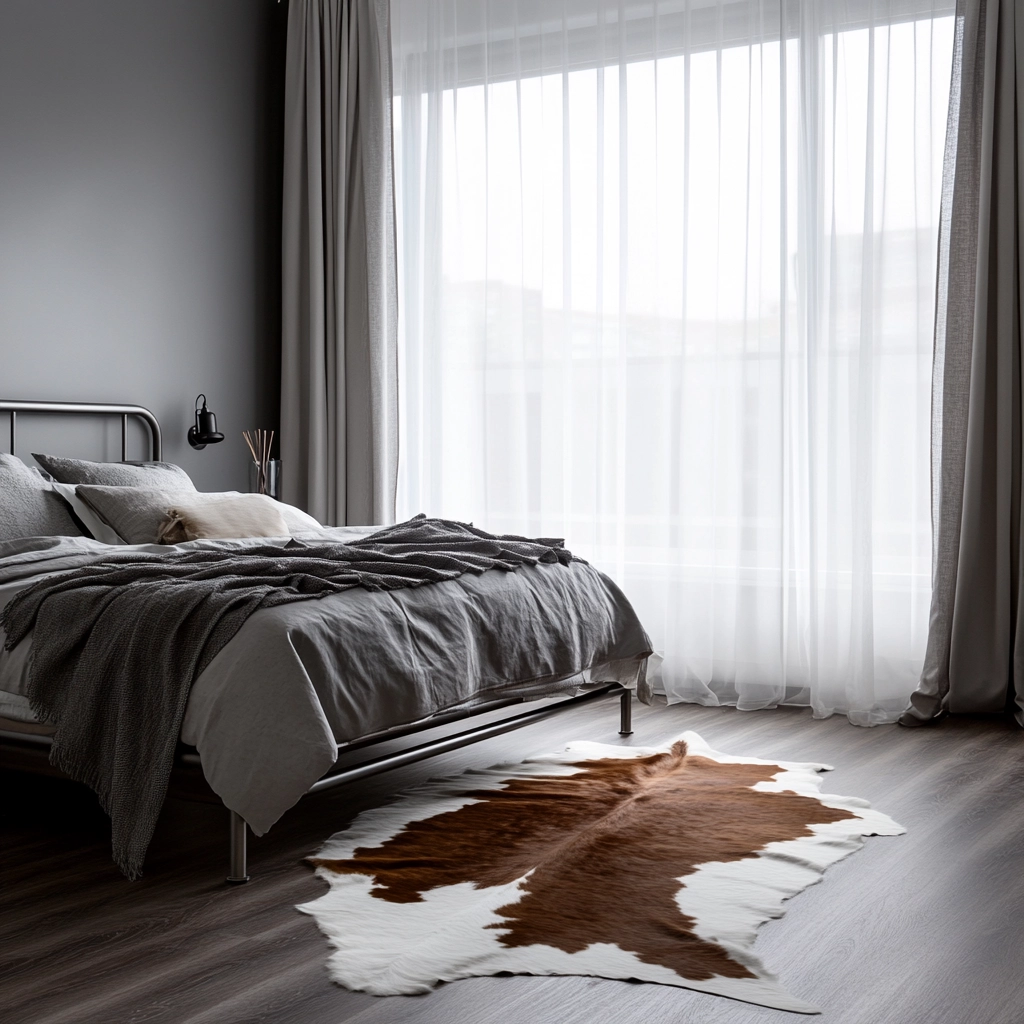 cowhide rug bedroom 8