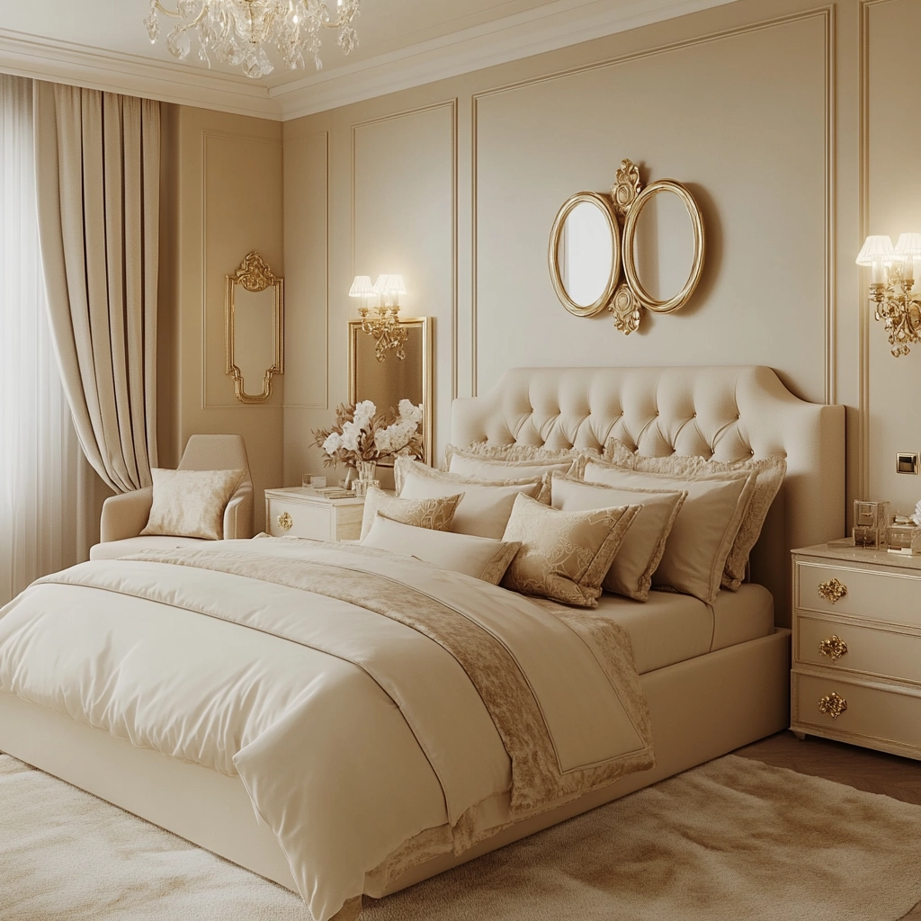 cream and beige bedroom 32