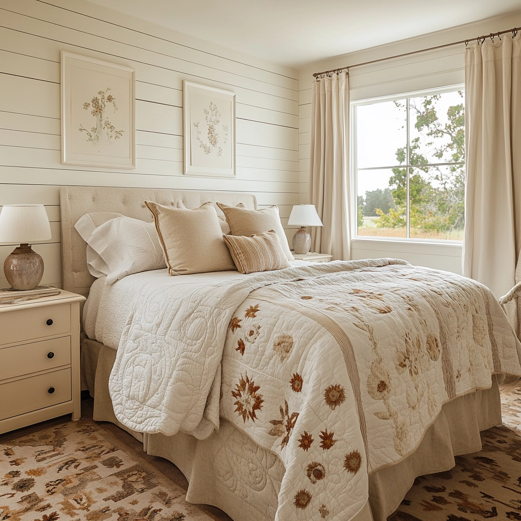 cream and beige bedroom 36