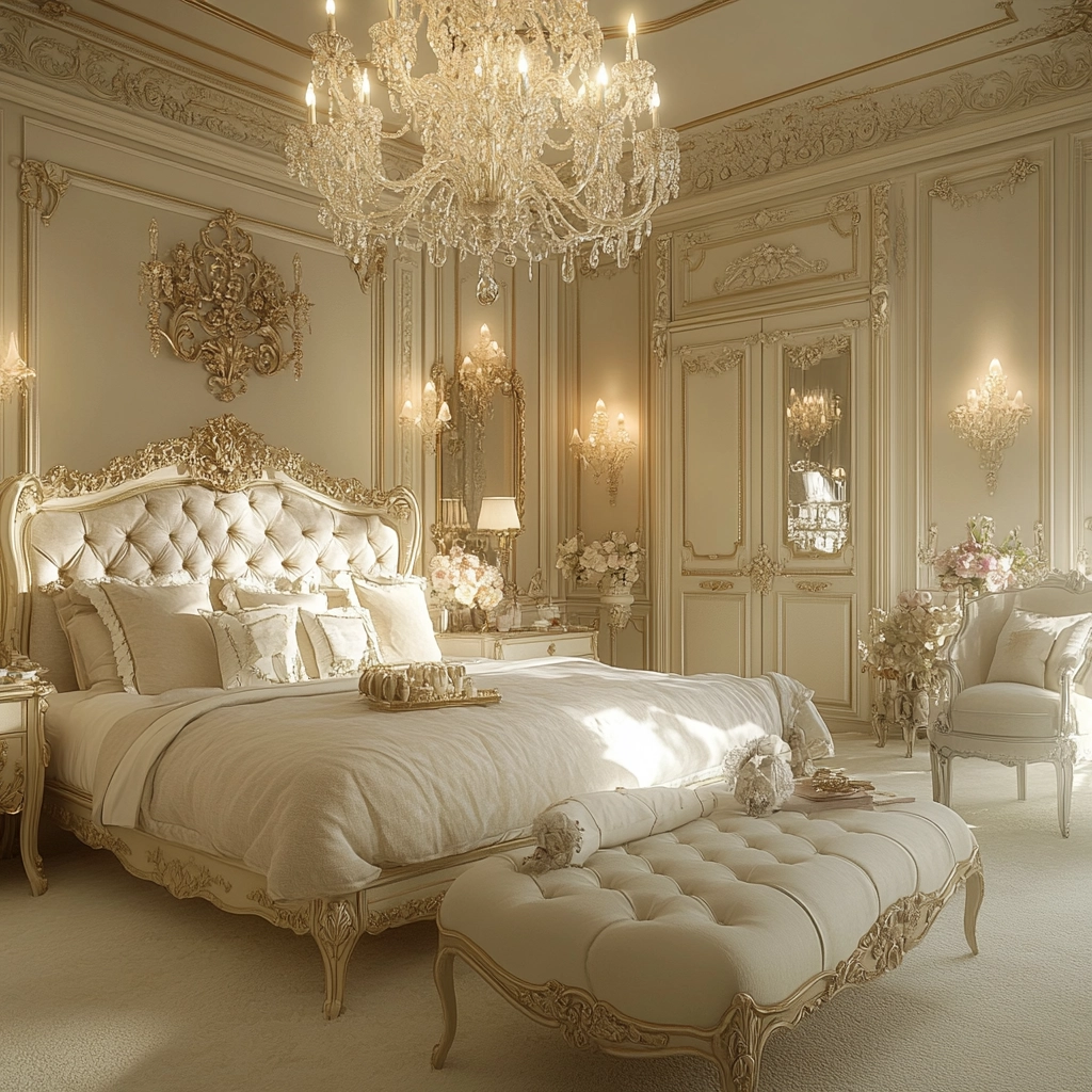 cream and beige bedroom 38