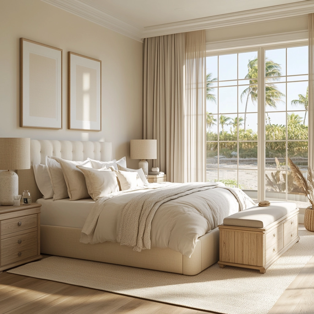 cream and beige bedroom 54