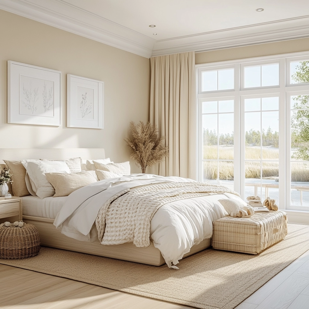 cream and beige bedroom 56