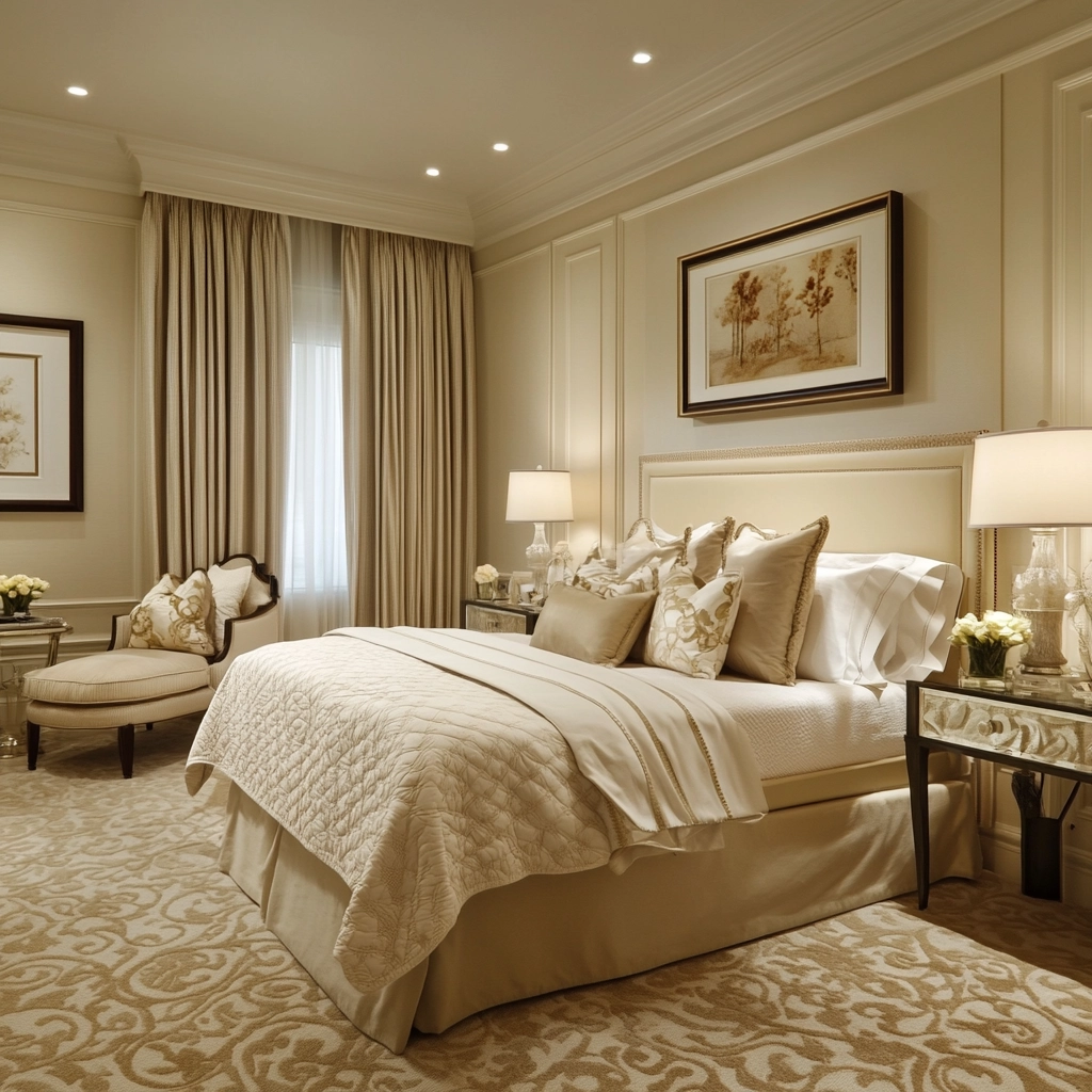 cream and beige bedroom 61